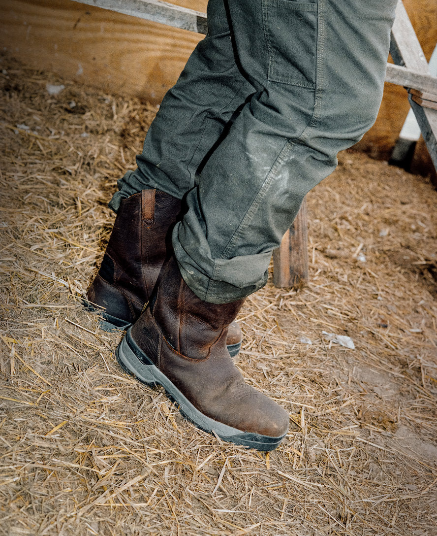 Men's Flatland Pull-On Waterproof Work Boot (Carbon Toe) | Bison/Black - Image 9